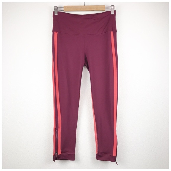 Lululemon Zip The Line Crop Leggings in Deep Ruby / Poppy Coral Size 8 - Picture 5 of 12